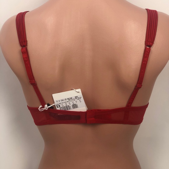 LA PERLA NWT red low low cut bra with micro pleats - Picture 4 of 4